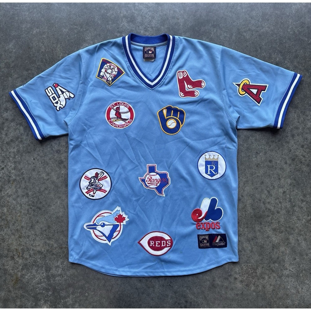 VTG Majestic MLB Cooperstown Collection Team Patch Throwback Baseball Jersey XL
